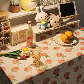 Musong tablecloth girls dormitory room decoration ins style study table bedroom computer table writing table cute flannel thickened exquisite red pomelo 140*180cm