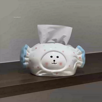 Yusenyi loopy creative tissue paper home living room storage box cute exposed ornaments paper box box ceramic tissue tabletop ratio candy self-deprecating bear tissue box