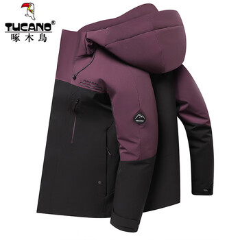 Woodpecker high-end white duck down jacket men's jacket winter outdoor leisure thickened warm and cold-proof winter jacket rr-yr9981 purple 4xl 195