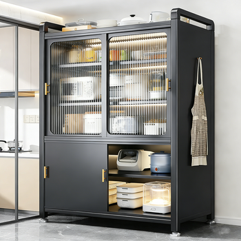 Tangji kitchen storage cabinet multi-layer storage rack multi-functional floor-standing sideboard cupboard storage rack gray 50*28*59