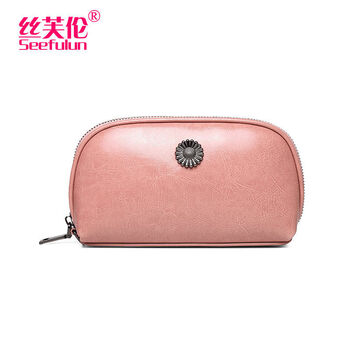 2024 new genuine leather large capacity hand coin purse holds mobile phone keys soft cowhide casual clutch hand bag pink-oil waxed cowhide