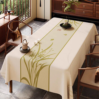 Pure national style new chinese painting tablecloth zen tablecloth decorative tablecloth dining table cloth tablecloth coffee table cloth lan language 60x120cm waterproof and stain-resistant
