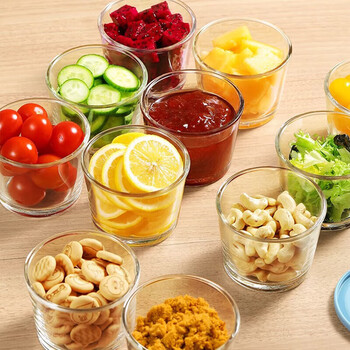 Sungsa japanese glass fresh-keeping sealed jar with lid food-grade pickle storage box pickle storage small jar glass sealed box purple lid 3 pack