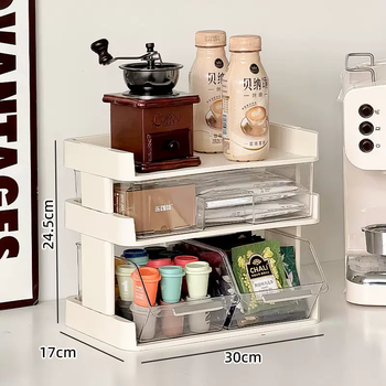 Yusenyi desktop tea bag storage box multi-layer tea capsule dustproof office tea bar with lid organizer coffee (double-layer small drawer model) thickened and large capacity (double-layered small drawer model) thickened and large capacity