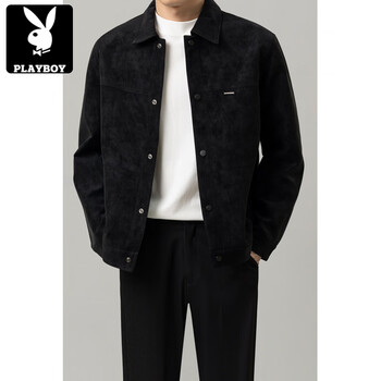 Playboy (playboy) jacket men's spring and autumn light mature style short leather jacket men's casual black 2xl weight 140-155 catties