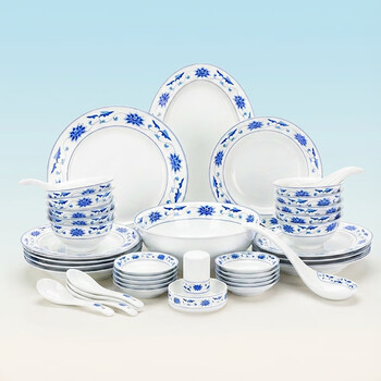 Hongye gz rl chinese porcelain jingdezhen tableware set for home use a complete set of ten bowls and ten plates (56 pieces of sichuan zilianzhong tableware)