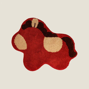 Fantasy i love life horse year carpet new year bedside blanket tufted red festive living room bedroom spring festival decorative carpet floor mat red pony tufted carpet 68x88cm