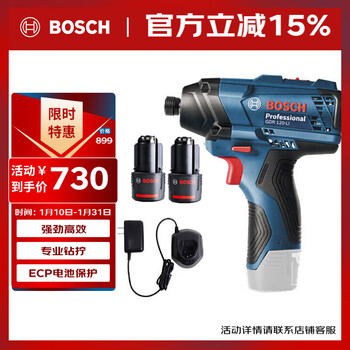 Bosch (bosch) impact driver electric wrench for screwing and installation multi-function 12v lithium battery 2.0ah dual battery gdr 120-li