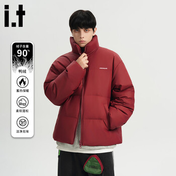 Chocoolate it red stand collar thickened down jacket men's 2025 winter fashion brand cold-proof warm jacket red s recommended 90 catties-110 catties