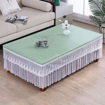Mufan coffee table tablecloth cover waterproof and oil-proof simple no-wash household modern rectangular solid color leather tablecloth tablecloth elegance-matcha green width 90*length 90*h 35cm