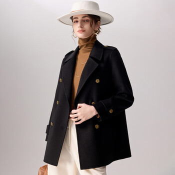 Tuhuang cashmere & sheep wool minimalist high-quality elegant 25 autumn and winter women's lapel coat tw403863