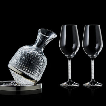 Jingyan light luxury crystal glass red wine decanter home rotating flask wine cup gift box set silver gyro decanter 1500ml + silver diamond red wine