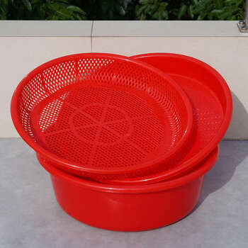 Yusenyi plastic large round plate thickened outdoor stall basket household kitchen sink basin washing basket rice washing basin thickened red basin plate sieve