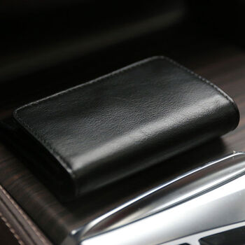 Japanese and korean short genuine leather wallet women's small card holder coin holder business card bag soft cowhide driver's license bag coin bag men black