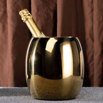 Yusenyi luxury champagne bucket metal ice wine bucket waist drum ice bucket ktv bungalow decoration gold-plated waist drum 3.6l