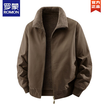 Romon autumn and winter lamb velvet cotton coat double-sided men's casual lapel cotton coat american workwear middle-aged pure cotton jacket camel 8877 m recommended 110 pounds