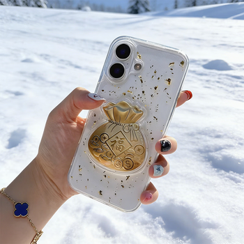 Langling gold foil lucky bag suitable for iphone 17 mobile phone case iphone17 protective cover high-end gold foil ultra-thin transparent anti-fall gold foil soft shell for men and women