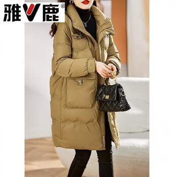 Yalu sense down jacket for women 2026 new mid-length winter white duck down thickened large size fat mm bread coat loose coffee color (upgraded version) s recommended 80-100 pounds