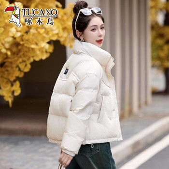 Woodpecker high-end white duck down jacket women's winter 2026 new loose western style stand collar small thick jacket white xl