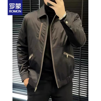 Romon 2026 spring and autumn new trendy brand high-quality padded jacket men's light luxury casual fashion lapel executive cotton jacket black xl