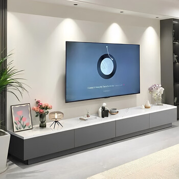 Banyu yaju tv cabinet floor-standing 2024 living room home small apartment wall storage cabinet integrated new coffee table tv cabinet combination hot selling 2m gray + white marble pattern assembly (self-installation)