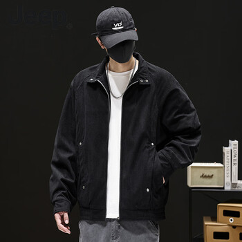 Jeep spirit maillard work jacket men's spring and autumn large size american retro loose casual corduroy boys jacket men's black m