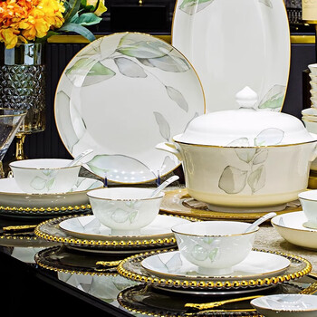 Kangqin ceramic chopsticks and dishes set household light luxury housewarming ceramic tableware set 81-piece upgraded gift box