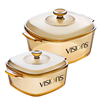 Corning (visions) 1.5l soup pot and 3l glass pot combination square heat-resistant glass soup pot cooking pot stew pot pot set vs15rv+vs3rv glass pot combination