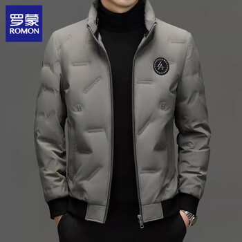 Romon high-end light down jacket men's short autumn and winter stand-up collar warm and cold-proof top clothes thickened business casual jacket khaki color selection 90 white duck down l 175 recommended 110-125 pounds