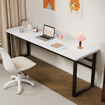 Yusenyi muke long table solid wood desk narrow table side table simple modern computer table home study table long workbench black frame-white surface 120x40x75cm