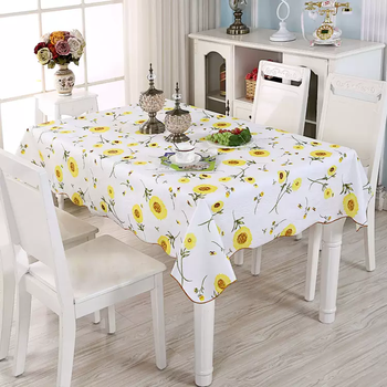 Yusenyi pvc tablecloth waterproof, oil-proof, anti-scalding, no-wash household tablecloth, rectangular tablecloth, plastic table mat, coffee table tablecloth, sunflower yellow 135x135cm