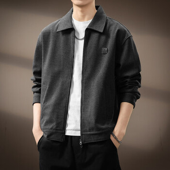 Noble color high-end heavy casual lapel cardigan jacket for men spring and autumn new retro loose versatile simple jacket