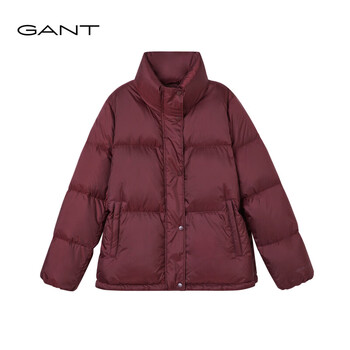 Gant2025 new winter women's short light warm bread coat fluffy and comfortable stand collar down jacket 509-burgundy s