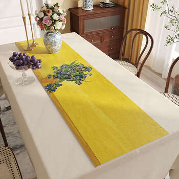 Yusenyi dining table no-wash waterproof oil-draining tv cabinet table mat oil painting coffee table mat sideboard cabinet cover sunflower 33cmx220cm (soft and compliant, cut as you like)