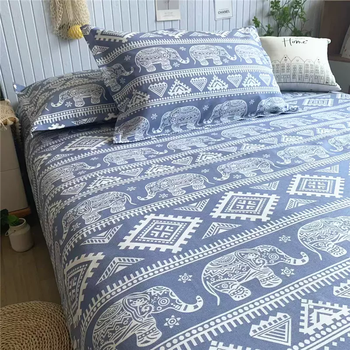Yusenyi high-end cotton reactive old coarse cloth three-piece bed set bohemian ethnic style pure cotton thickened couch (high-end pure cotton coarse cloth upgrade) xiangrui single-piece kang sheet 400x240cm