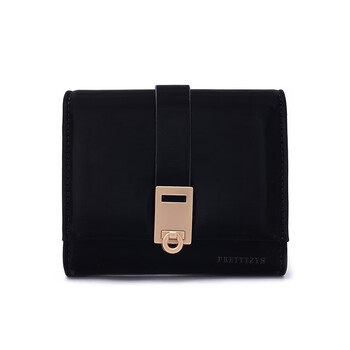 Woodpecker (tucano) wallet women's style folding ladies' cute short coin purse small fresh student wallet card holder two-in-one black