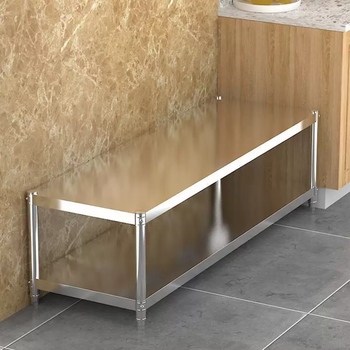 Yusenyi stainless steel two-story multi-functional kitchen storage shelf living room display cabinet household pots and bowls microwave oven rack length 70 width 40 height 45 two-story