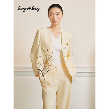 Song of song 2026 spring new cattleya bead embroidery light workplace business jacket light gold m