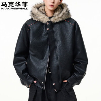 Mark fairwhale men's winter black velvet jacket men's thickened 2025 new design top leather jacket black (fellow) thickened xl suitable for 145 jin - 160 jin