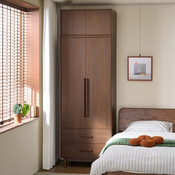 Lin's home retro wardrobe small apartment clothes storage cabinet bedroom home 2025 new tata series uy2d 0.79*2.46m | double drawer two-door wardrobe