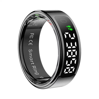 He jiangong r digital r11 smart ring screen display heart rate pedometer sleep monitoring waterproof bluetooth ring black gesture control/smart digital display with charging compartment no. 8