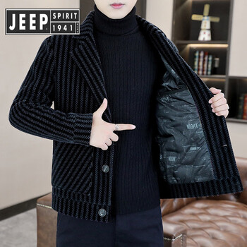Jeep spirit jeep down jacket men's winter woolen jacket 2025 new korean style trendy thickened short light mature style jacket men 5566 black 3xl 150-165 jin store manager