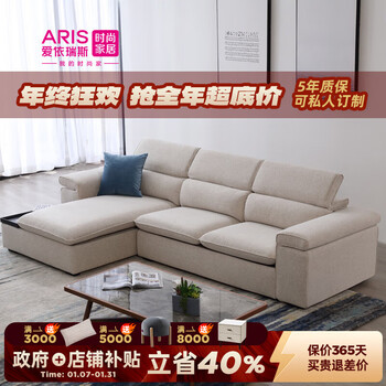 Airis modern simple fabric sofa living room furniture small apartment fabric sofa detachable sofa storage four-seater 29 380cm straight long arm + long arm