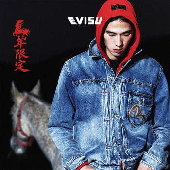 Evisu year of the horse limited fortune god 2026 spring new men's seagull patch denim jacket denim blue s