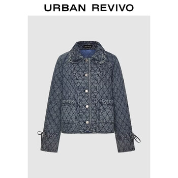 Ur2026 spring new women's casual washed diamond quilted cotton denim jacket uyl860020 blue xs