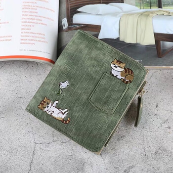 Yunluo wallet women's short student korean version cute new fashion small fresh folding wallet card holder green