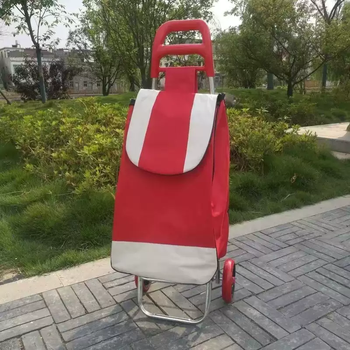 语森忆便携式买菜购物车加厚不锈钢拉杆车可折叠大容量超市适用老年人实 pu轮(大红色) pu轮(大红色)