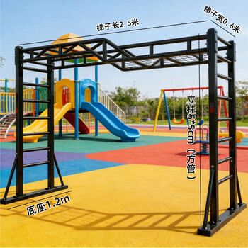 Longshi european fixed climbing frame children and adults horizontal bar fitness ladder comprehensive physical training kindergarten family indoor and outdoor 2.5 meters z-shaped ladder black