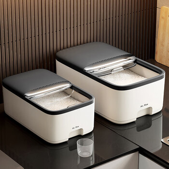 Home story (katei story) japanese food-grade special rice bucket insect-proof rice storage box household kitchen flour bucket rice cylinder rice storage box noodle bucket white gray large rice bucket 20 catties
