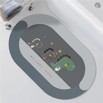 Fantasy bathroom floor mat diatom mud absorbent mat bathroom door foot mat toilet bathroom entry quick-drying anti-slip carpet rocket cat 80cmx120cm